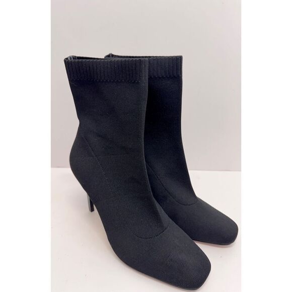 INC International Concepts Sock Booties 9.5 Black Pull On Style Stiletto Heel - Picture 2 of 10